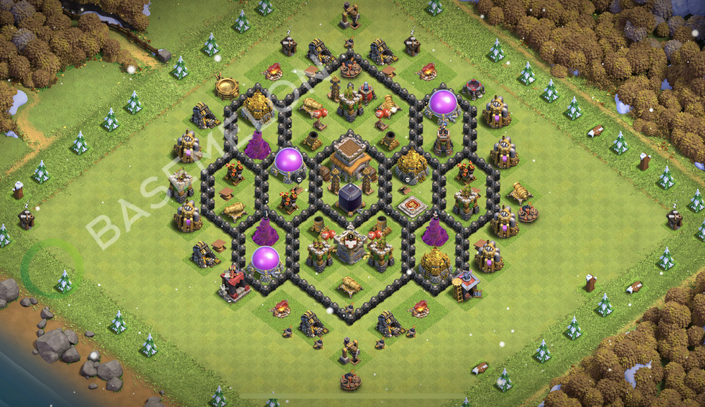 Town Hall Level 8 Farm Base Design 2025, Max Levels, Hybrid, Layout #2178