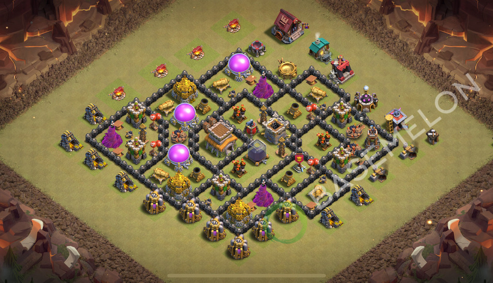 Town Hall Level 8 War Base Design 2025, Max Levels, Hybrid, Layout #2189