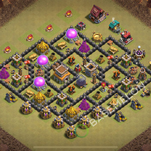 Town Hall Level 8 War Base Design 2025, Max Levels, Hybrid, Layout #2189