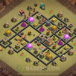 Town Hall Level 8 War Base Design, Hybrid, Layout #228