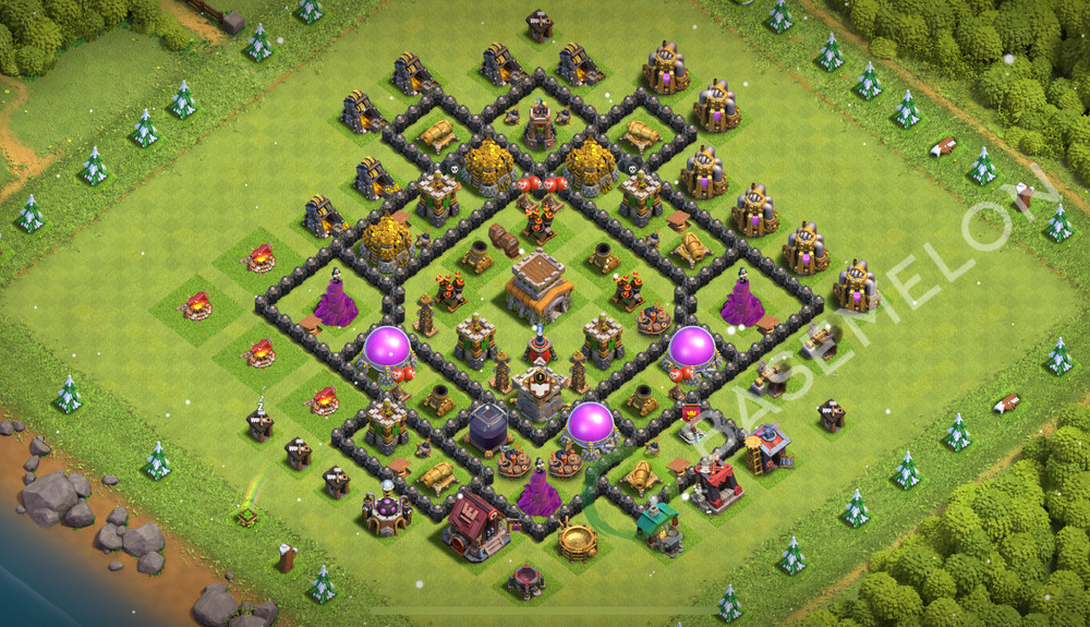 Town Hall Level 8 Trophy/Defense Base Design 2025, Anti 2 Stars, Anti Everything, Layout #2286