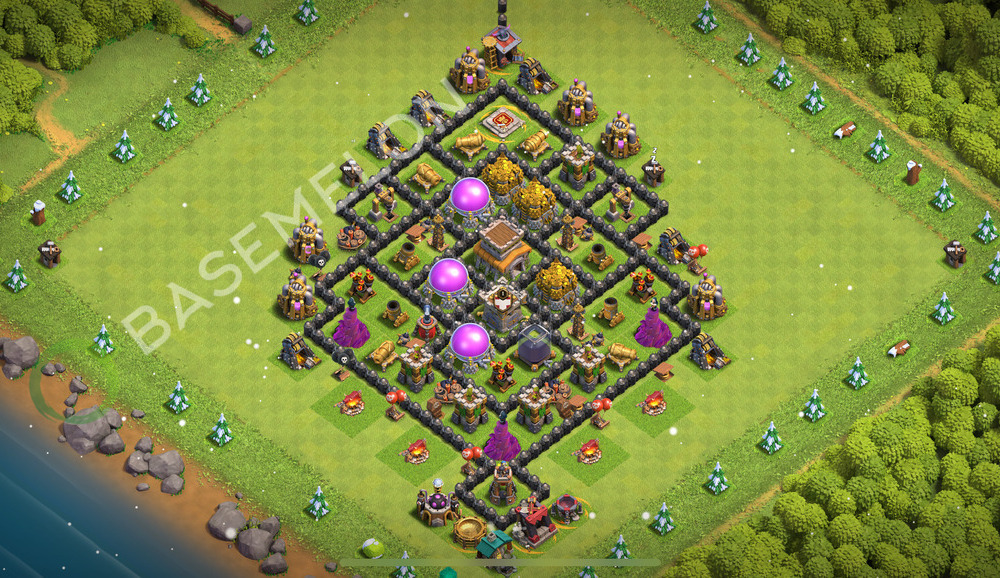 Town Hall Level 8 Farm Base Design 2025, Anti Everything, Hybrid, Layout #2365