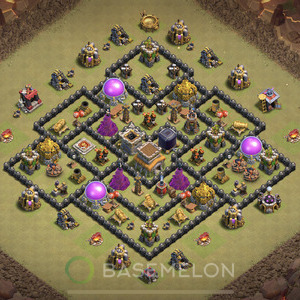 Town Hall Level 8 War Base Design, Anti Everything, Hybrid, Layout #237