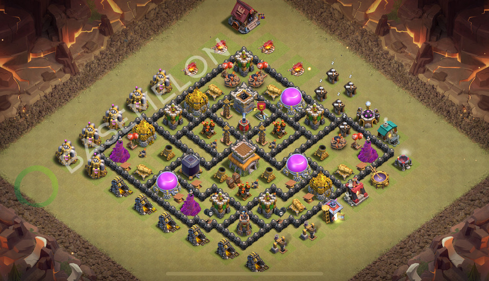 Aldea del Ayuntamiento Nivel 8 para Guerra, Anti 2 Estrellas, Anti Todo Diseño 2026, #2381