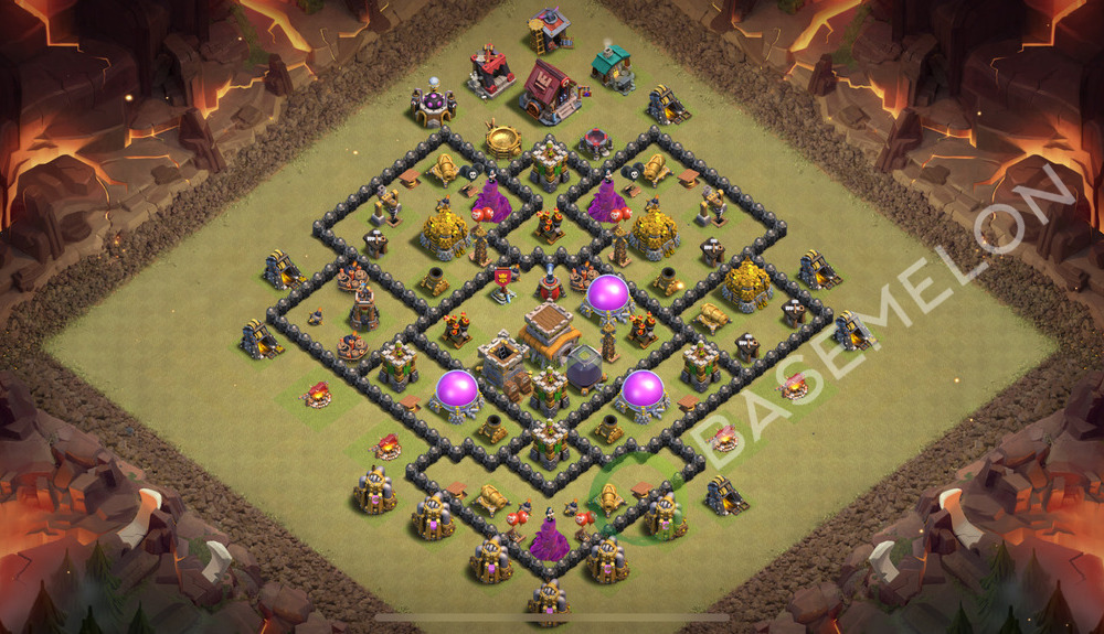 Town Hall Level 8 War Base Design 2025, Anti Air, Hybrid, Layout #2387