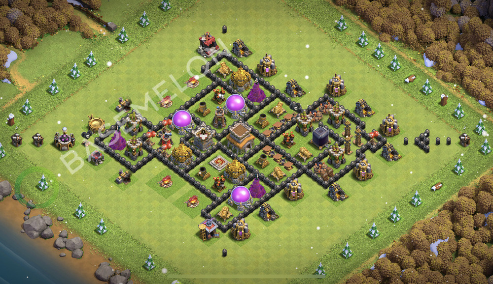 Rathaus Level 8 Verteidigung Base 2026, Anti 3 Sterne, Hybrid, Layout #2531