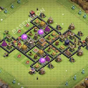 Rathaus Level 8 Verteidigung Base 2026, Anti 3 Sterne, Hybrid, Layout #2531