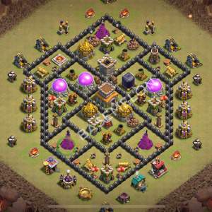 Town Hall Level 8 War Base Design 2026, Anti 3 Stars, Hybrid, Layout #2573