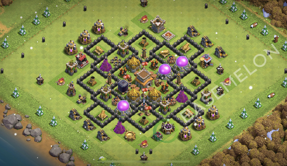 Town Hall Level 8 Farm Base Design 2026, Anti Everything, Hybrid, Layout #2583