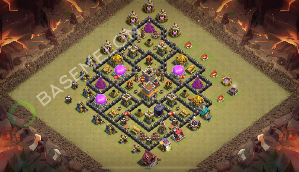 Town Hall Level 8 War Base Design 2026, Anti 2 Stars, Hybrid, Layout #2635