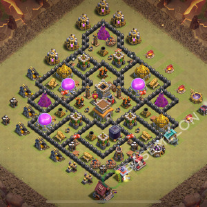 Town Hall Level 8 War Base Design 2026, Anti 2 Stars, Hybrid, Layout #2635