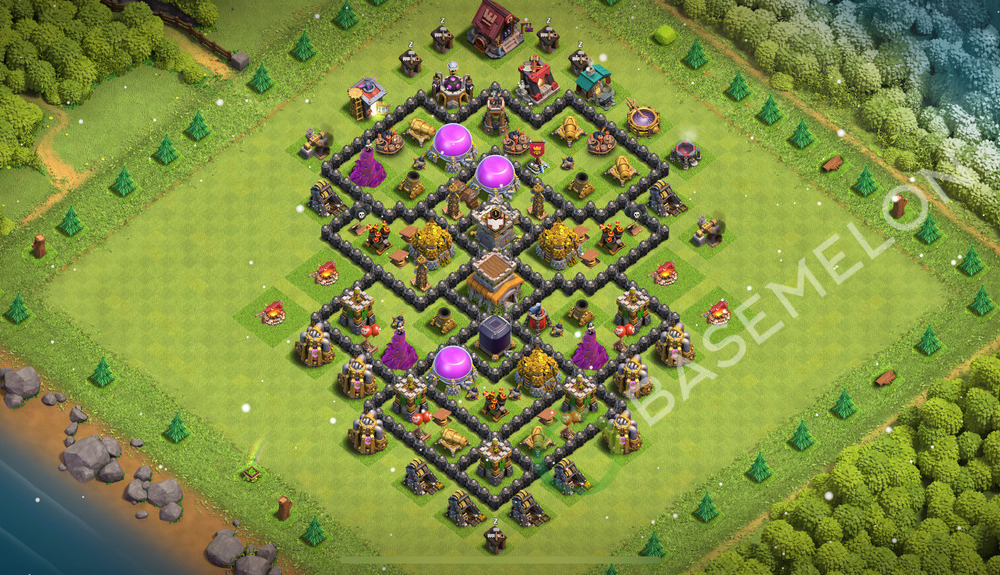 Town Hall Level 8 Trophy/Defense Base Design 2026, Anti 2 Stars, Anti Everything, Layout #2668