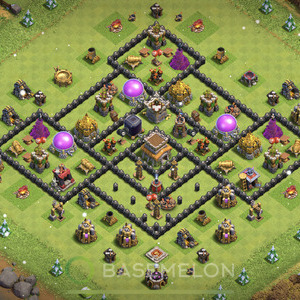Town Hall Level 8 Trophy/Defense Base Design, Anti 3 Stars, Layout #275