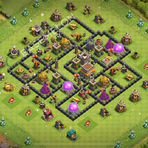 Town Hall Level 8 Trophy/Defense Base Design 2026, Anti 3 Stars, Hybrid, Layout #2802