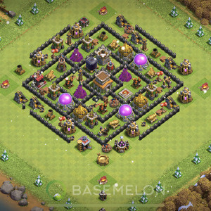 Town Hall Level 8 Trophy/Defense Base Design, Anti 3 Stars, Anti Everything, Layout #282