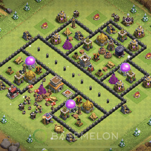 Town Hall Level 8 Trophy/Defense Base Design, Max Levels, Anti Everything, Layout #285