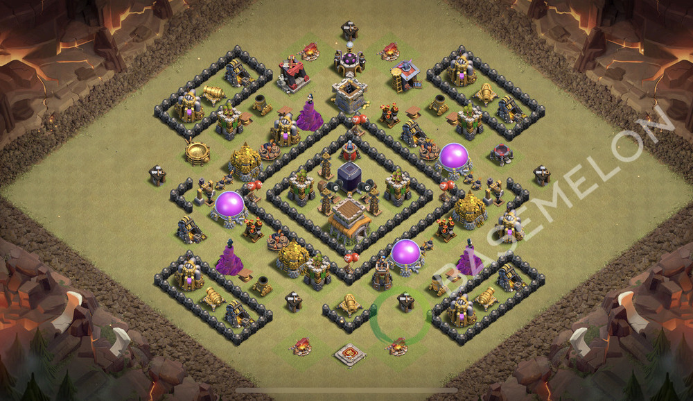 Town Hall Level 8 War Base Design 2026, Anti 3 Stars, Hybrid, Layout #2924