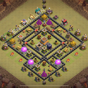 Town Hall Level 8 War Base Design 2026, Anti 2 Stars, Hybrid, Layout #2969