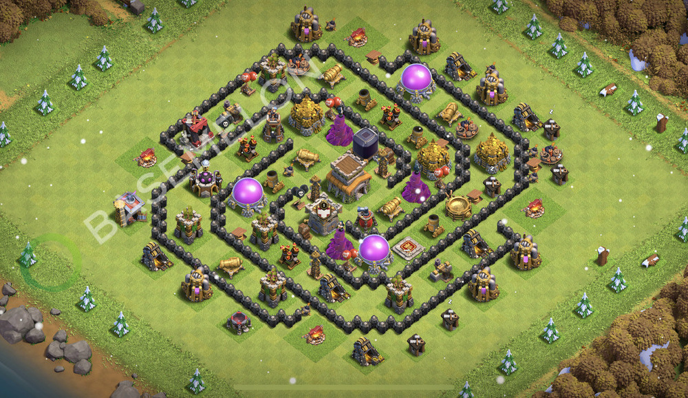 Town Hall Level 8 Trophy/Defense Base Design 2026, Anti Everything, Hybrid, Layout #3056