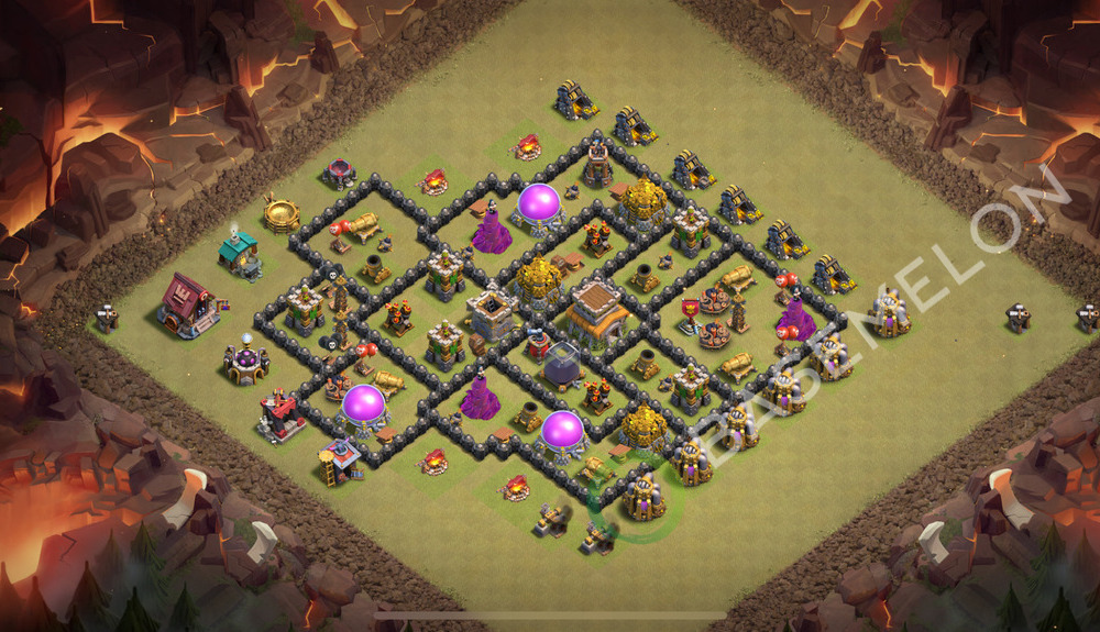 Town Hall Level 8 War Base Design 2026, Anti Air, Hybrid, Layout #3166