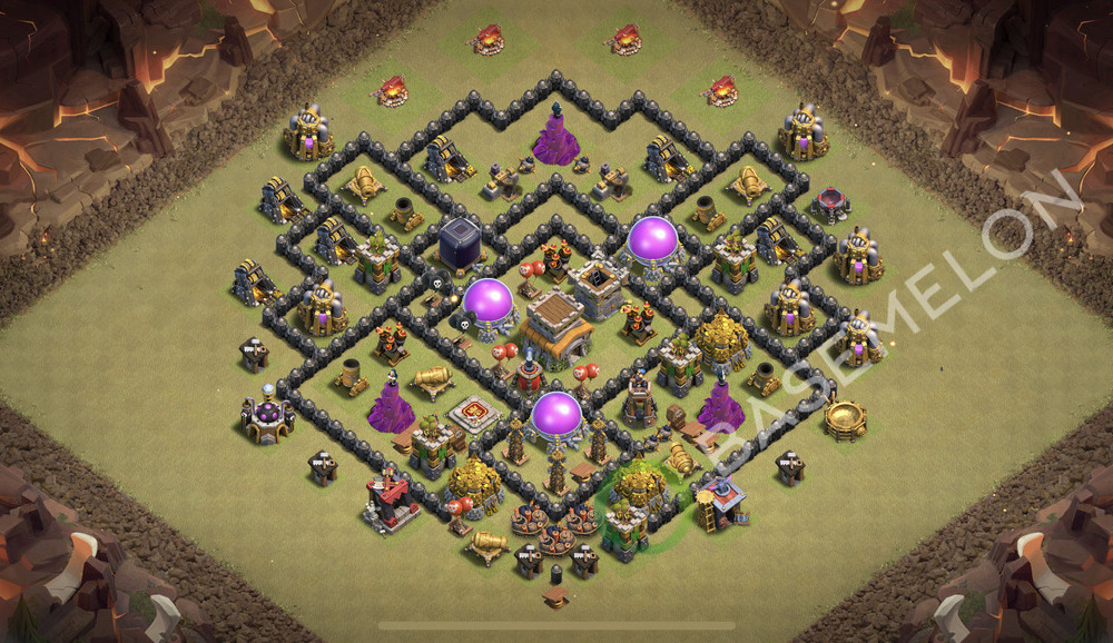 Town Hall Level 8 War Base Design 2026, Anti 3 Stars, Hybrid, Layout #3375
