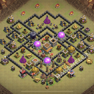 Town Hall Level 8 War Base Design 2026, Anti 3 Stars, Hybrid, Layout #3375