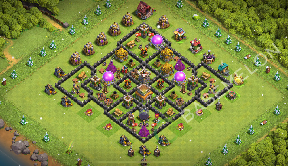 Town Hall Level 8 Trophy/Defense Base Design 2026, Anti Everything, Hybrid, Layout #3405