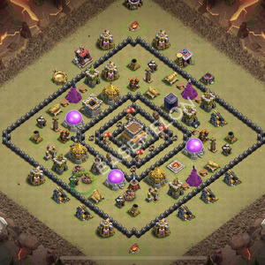 Town Hall Level 8 War Base Design 2026, Anti 3 Stars, Hybrid, Layout #3434