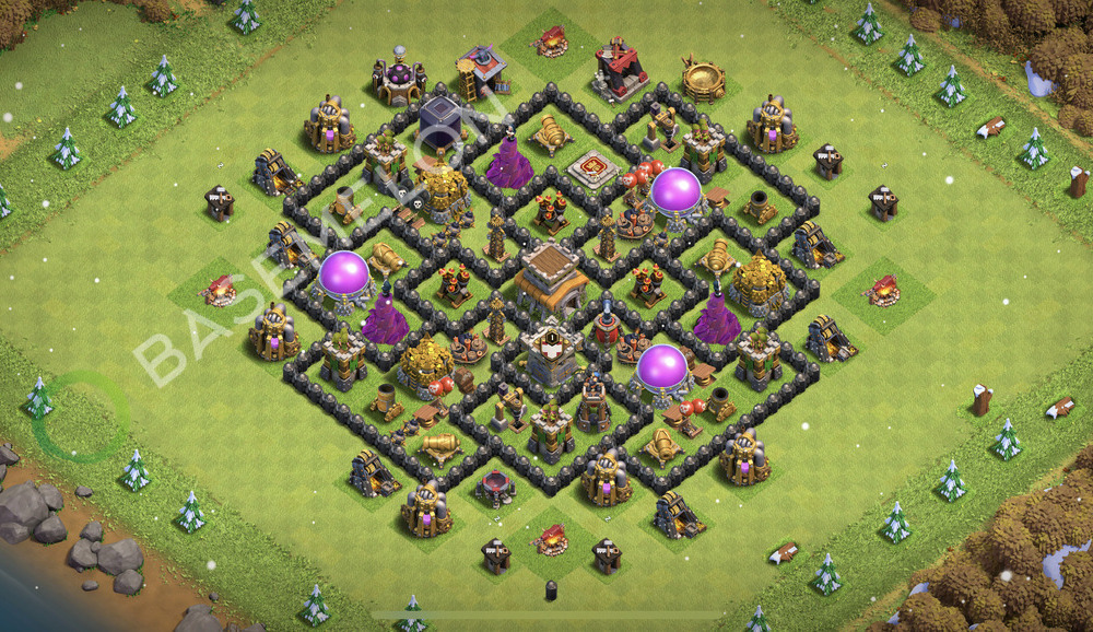 Town Hall Level 8 Trophy/Defense Base Design 2026, Anti 2 Stars, Anti Air, Layout #3435