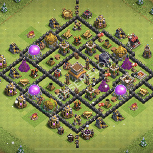 Town Hall Level 8 Trophy/Defense Base Design 2026, Anti 3 Stars, Hybrid, Layout #3440
