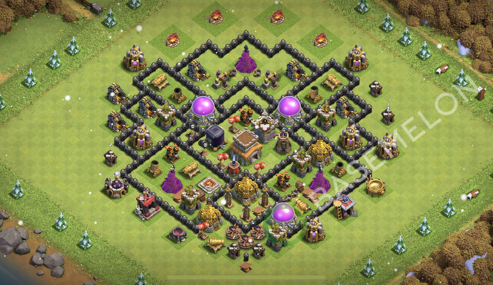 Town Hall Level 8 Farm Base Design 2026, Anti Everything, Hybrid, Layout #3449