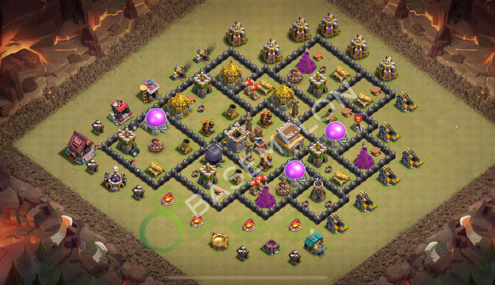 Town Hall Level 8 War Base Design 2026, Max Levels, Hybrid, Layout #3464