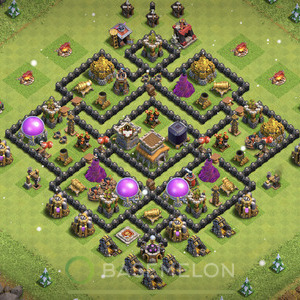 Town Hall Level 8 Trophy/Defense Base Design, Anti 3 Stars, Anti Everything, Layout #37