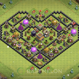 Town Hall Level 8 Trophy/Defense Base Design, Anti Air, Anti 2 Stars, Layout #371