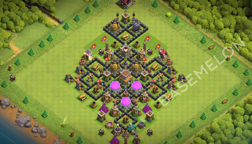 Town Hall Level 8 Trophy/Defense Base Design 2026, Anti Everything, Layout #3771