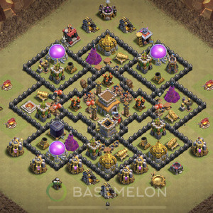 Town Hall Level 8 War Base Design, Anti 2 Stars, Anti Air, Layout #446