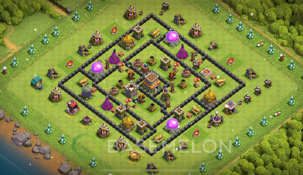 Town Hall Level 8 Trophy/Defense Base Design 2024, Anti 2 Stars, Anti Everything, Layout #530