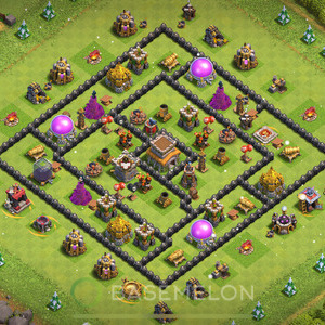 Town Hall Level 8 Trophy/Defense Base Design, Anti 2 Stars, Anti Everything, Layout #530