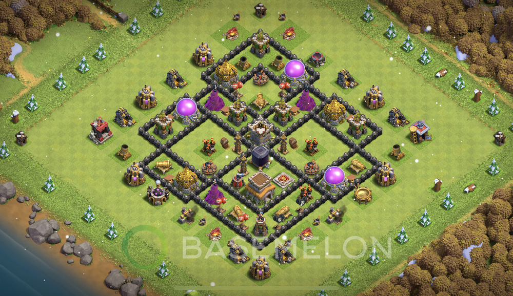 Town Hall Level 8 Trophy/Defense Base Design 2024, Max Levels, Anti Everything, Layout #587