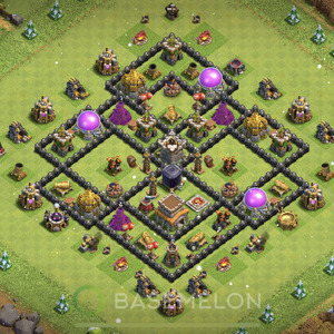 Town Hall Level 8 Trophy/Defense Base Design, Max Levels, Anti Everything, Layout #587