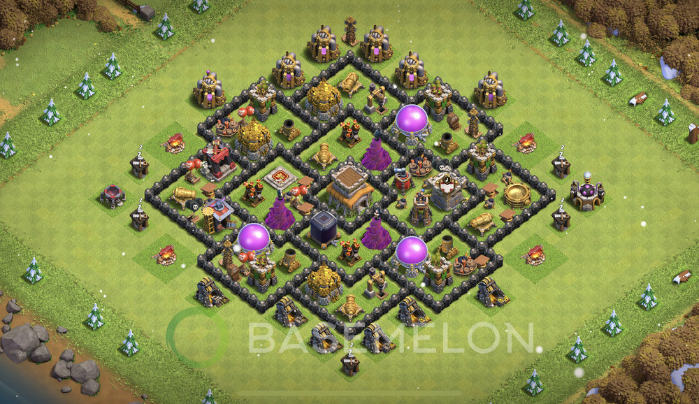 Town Hall Level 8 Farm Base Design 2024, Anti Everything, Anti Air, Layout #597