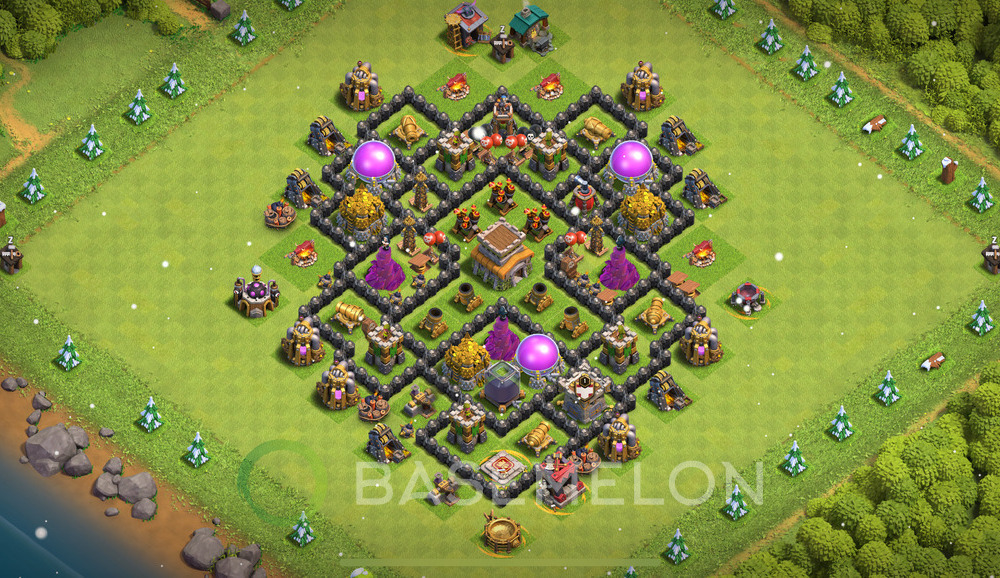 Town Hall Level 8 Trophy/Defense Base Design 2024, Anti 3 Stars, Anti Everything, Layout #623