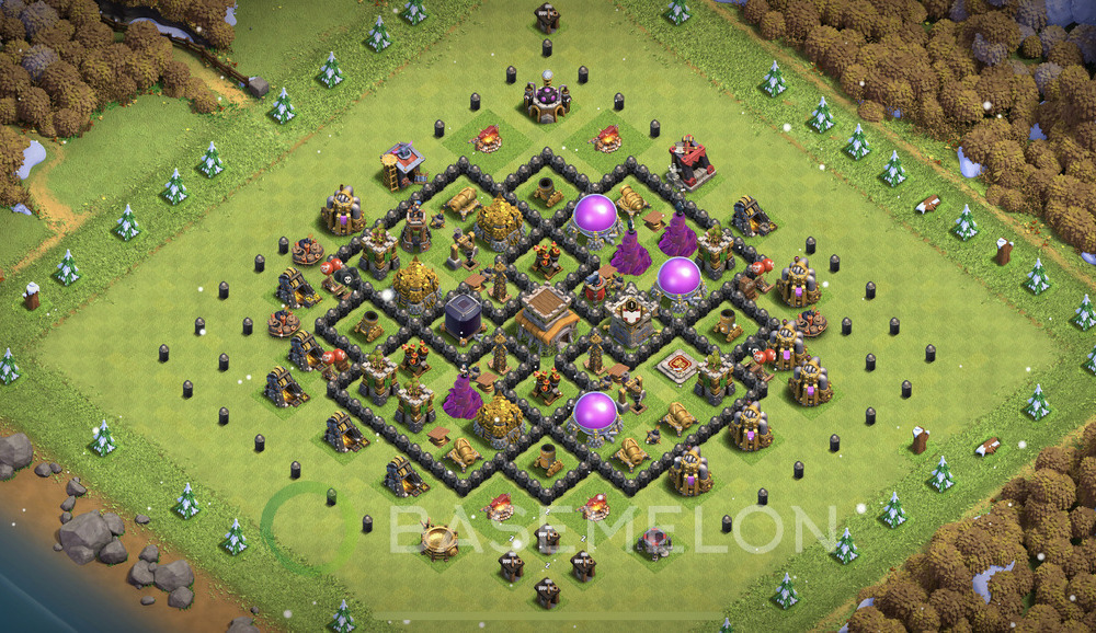 Town Hall Level 8 Trophy/Defense Base Design 2024, Unbeatable, Anti Air, Layout #63