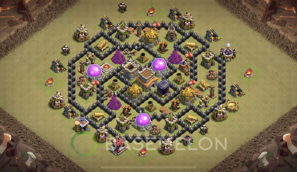 Town Hall Level 8 War Base Design 2024, Anti 2 Stars, Hybrid, Layout #636