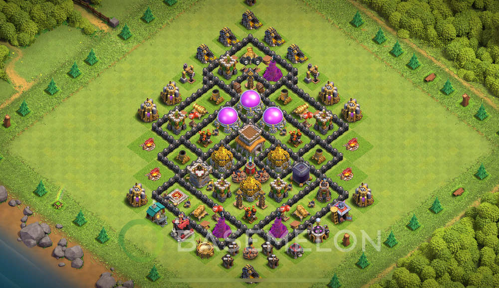 Town Hall Level 8 Farm Base Design 2024, Anti 2 Stars, Hybrid, Layout #649