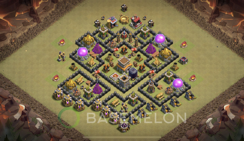 Town Hall Level 8 War Base Design 2024, Anti 2 Stars, Hybrid, Layout #658