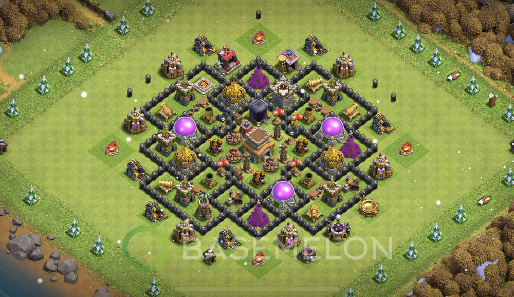 Town Hall Level 8 Trophy/Defense Base Design 2024, Anti Everything, Hybrid, Layout #672