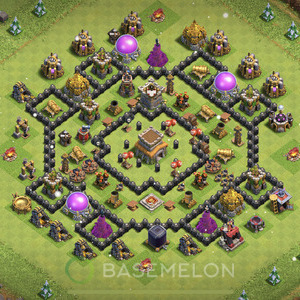 Town Hall Level 8 Trophy/Defense Base Design, Anti 2 Stars, Anti Air, Layout #71