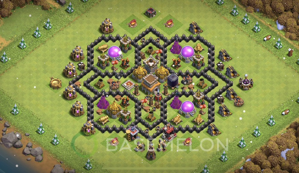 Town Hall Level 8 Trophy/Defense Base Design 2024, Anti 2 Stars, Anti Everything, Layout #740