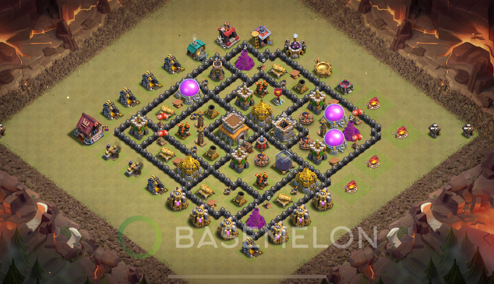 Town Hall Level 8 War Base Design 2025, Max Levels, Hybrid, Layout #746